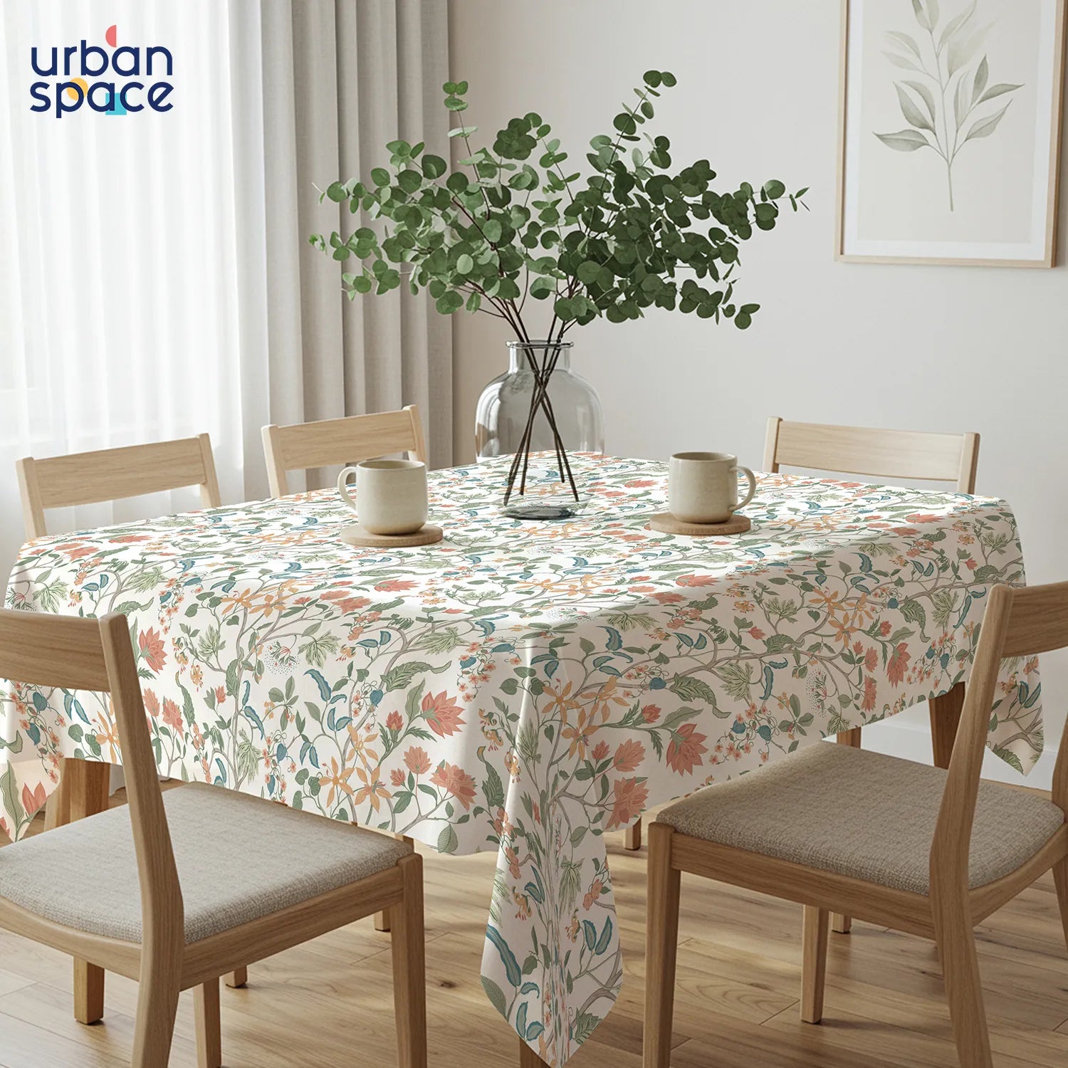 100% Printed Cotton Dining Table Cover for 4 & 6 Seater - Noor