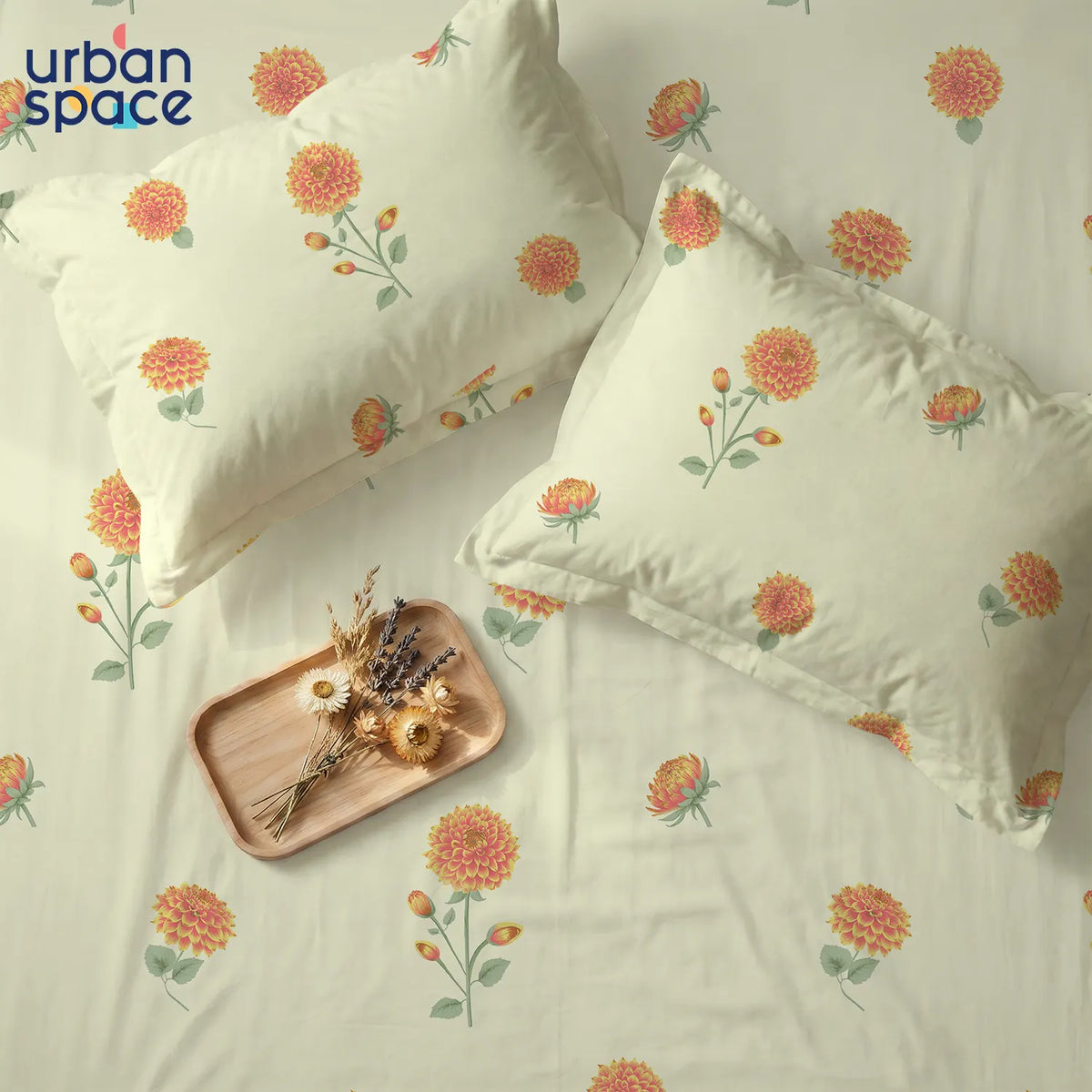 300 TC Cotton Percale Bedsheet with Pillow Covers - Postcard Home Peach