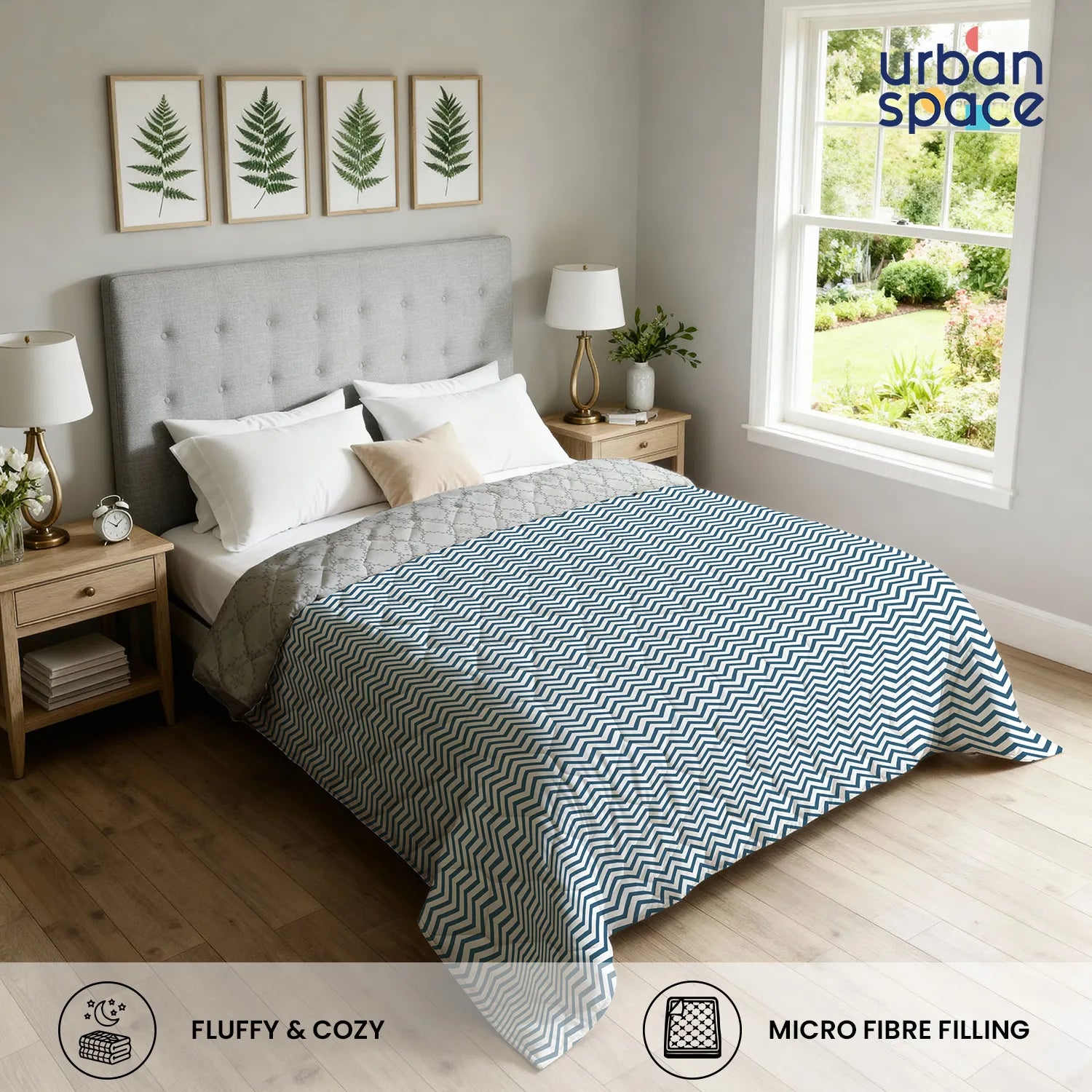 Microfiber 120 GSM All Season AC Blanket / Dohar for bedroom - California Grey