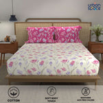 Divine - 100%  Cotton Double Bedsheet with 2 Pillow Covers - Atumn Pink