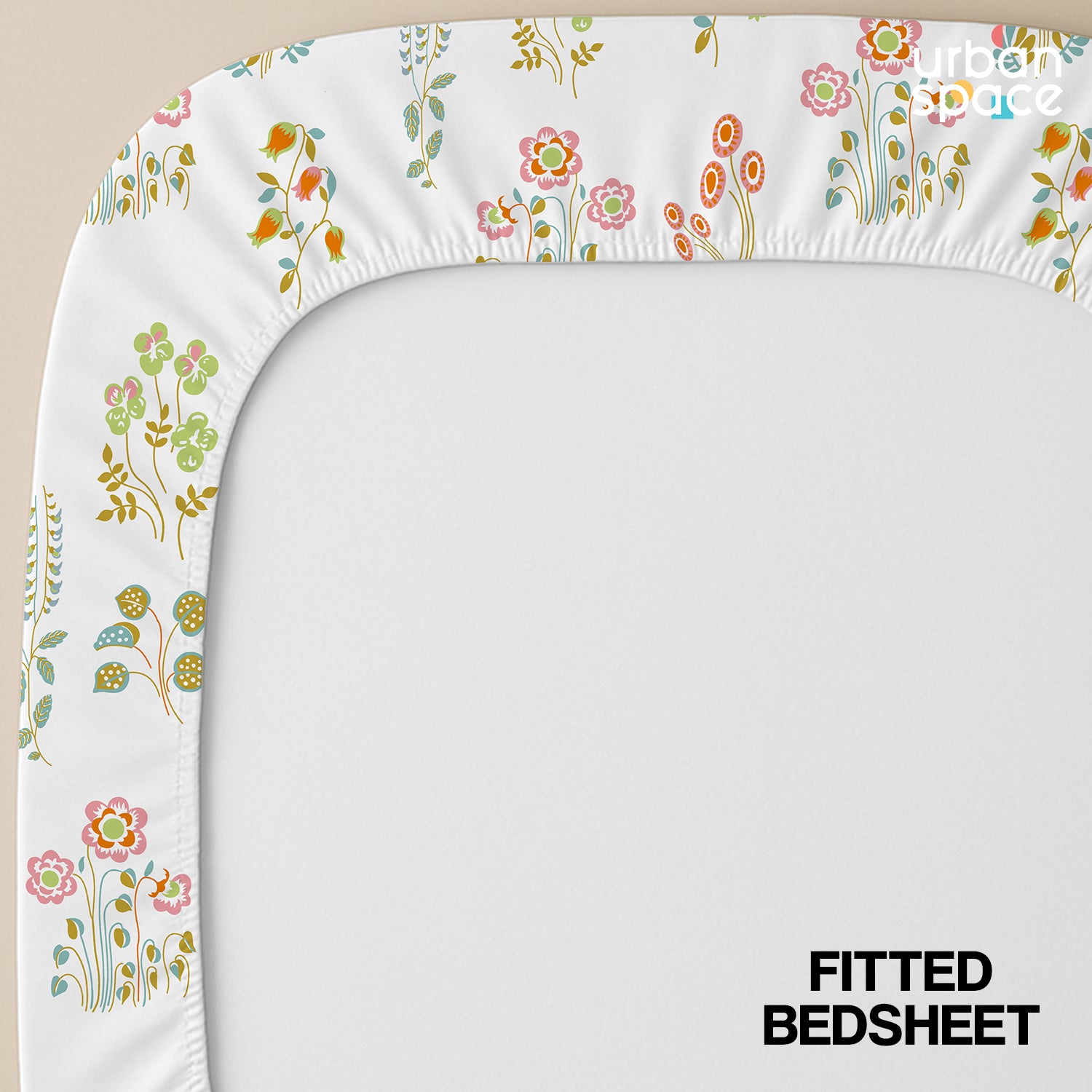 Fitted King Size Cotton Bedsheet - Eden White