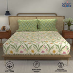 Divine - 100%  Cotton Double Bedsheet with 2 Pillow Covers - Spring Sage Green