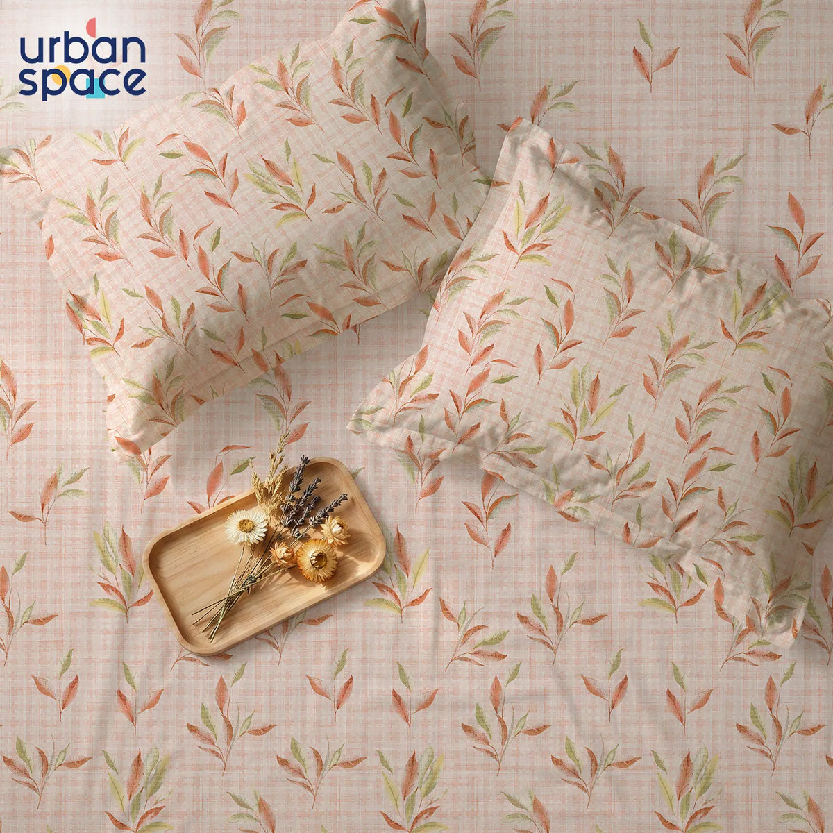 220 TC Cotton Percale Bedsheet with Pillow Covers - Balcony Peach