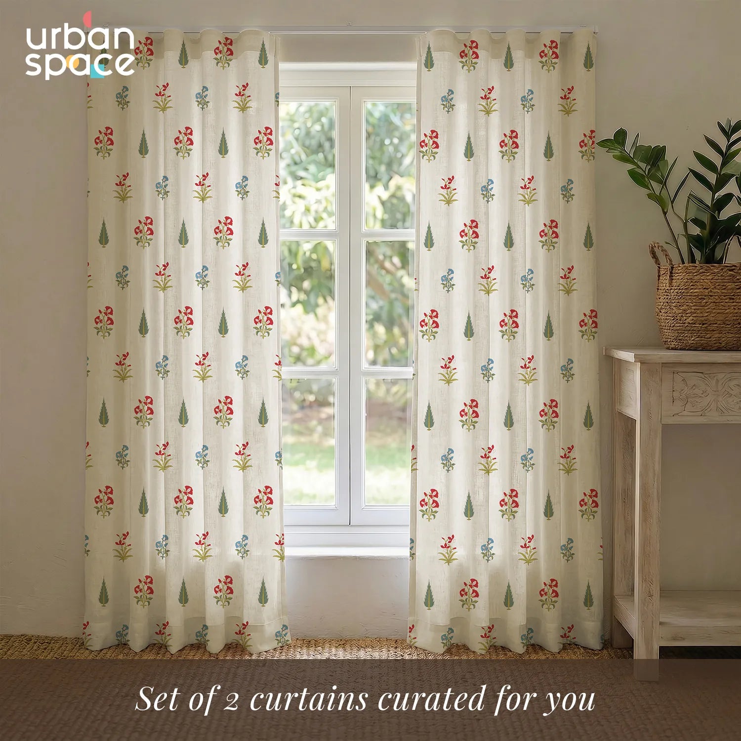 100% Cotton Curtains for Living Room, Bedroom curtains with Track Channel - Pack of 2 curtains, High Garden Red
