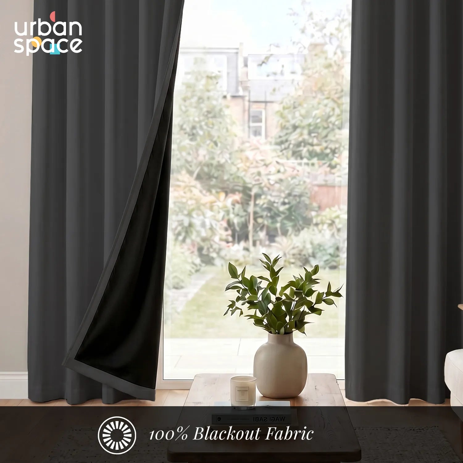 100% Blackout Curtains for Door and Window with Track Channel, Pack of 2 - Soft Grey