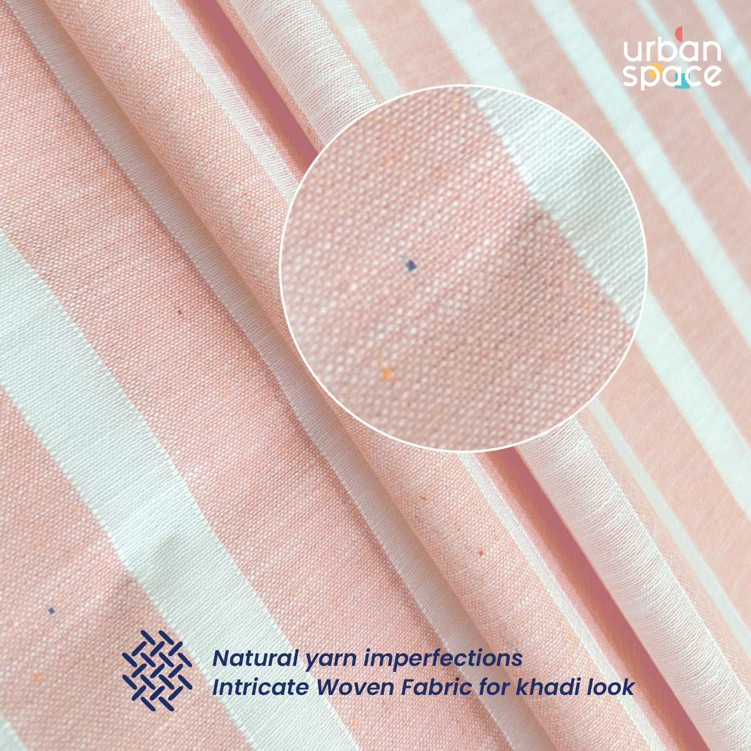 Aari Collection Embriodered Sheer Curtains, 35-40 % Light Filtering Curtains - Pack of 2 - Horizontal Weaves Peach