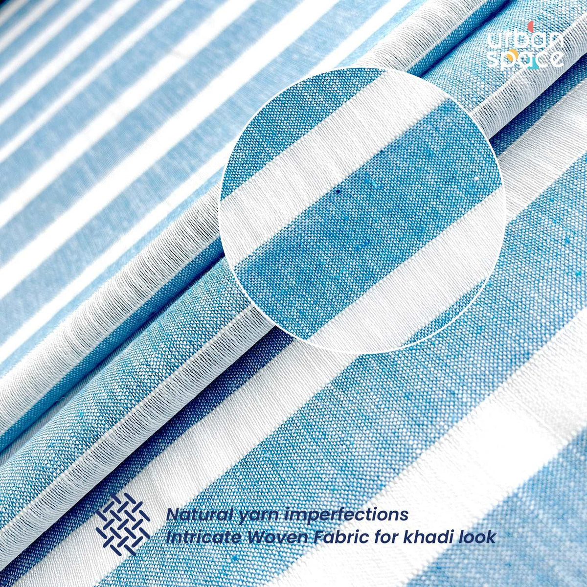 Aari Collection Embriodered Sheer Curtains, 35-40 % Light Filtering Curtains - Pack of 2 - Horizontal Weaves Blue