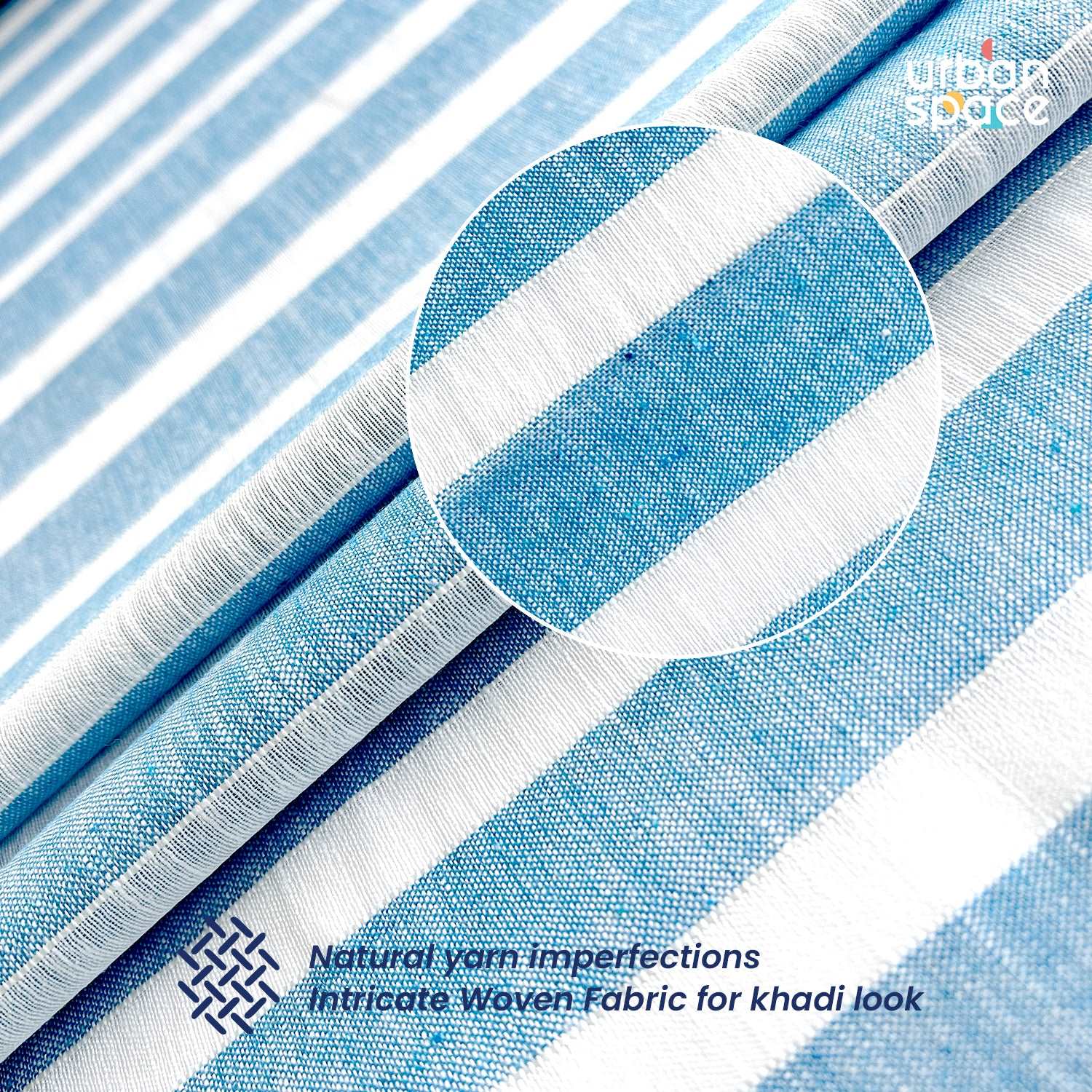 Aari Collection Embriodered Sheer Curtains, 35-40 % Light Filtering Curtains - Pack of 2 - Horizontal Weaves Blue