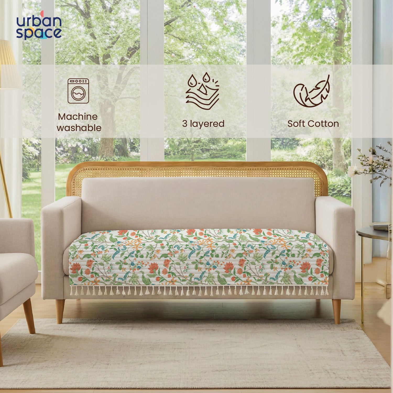 Anti Skid Quilted Cotton Sofa Mats, Noor