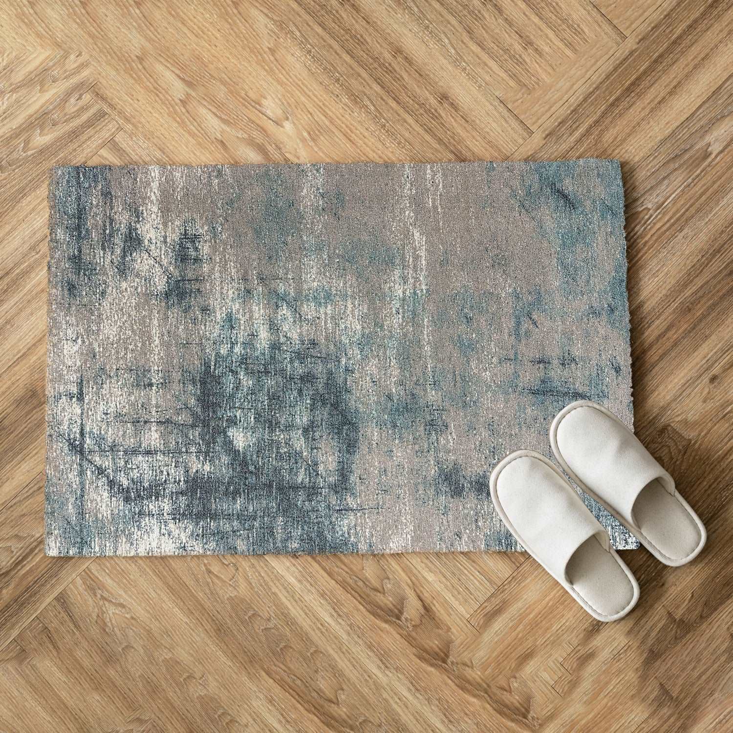 Digital Printed Premium Chenille Floor Carpet Mat, Super Soft Rug with Anti-Skid Backing, Modern Distressed Design - ACR001