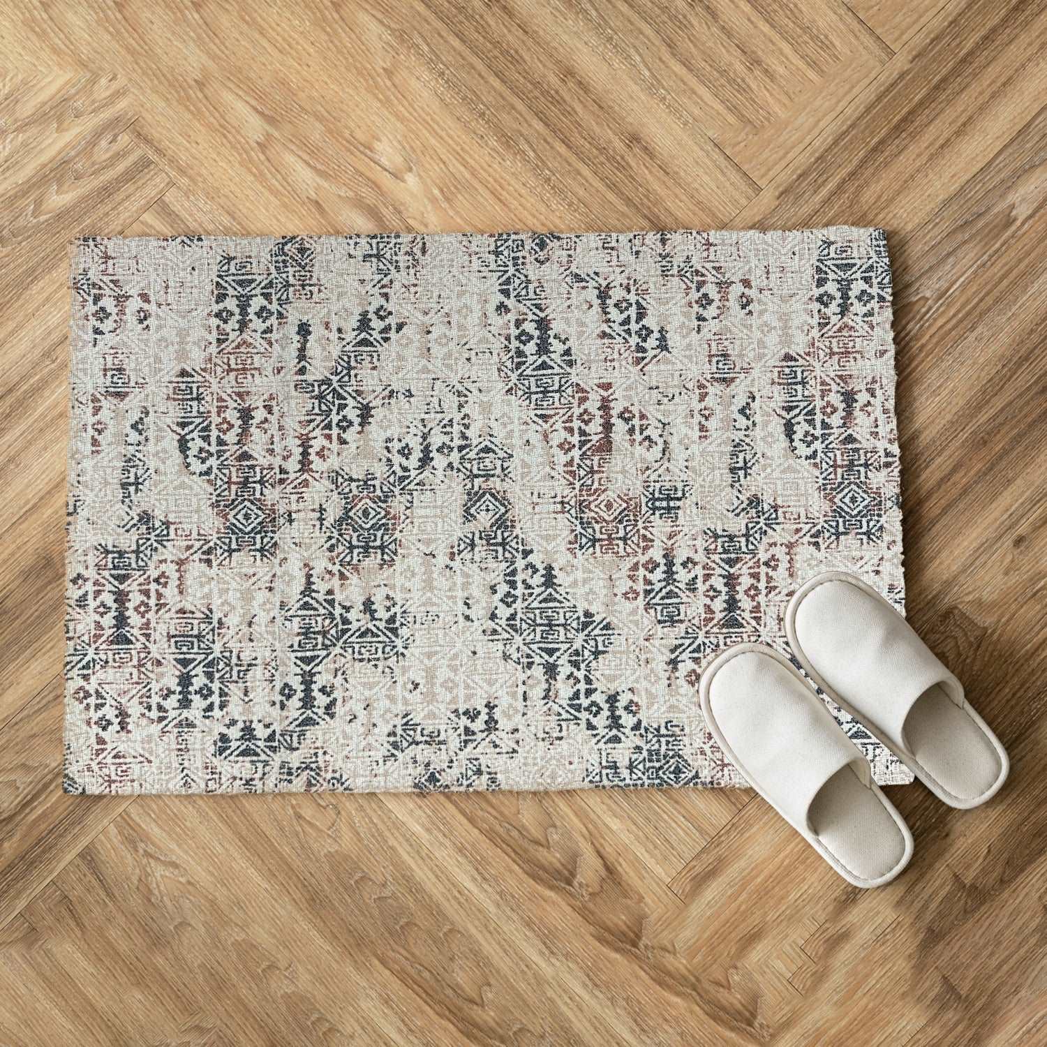 Digital Printed Premium Chenille Floor Carpet Mat, Super Soft Rug with Anti-Skid Backing, Modern Distressed Design - ACR003