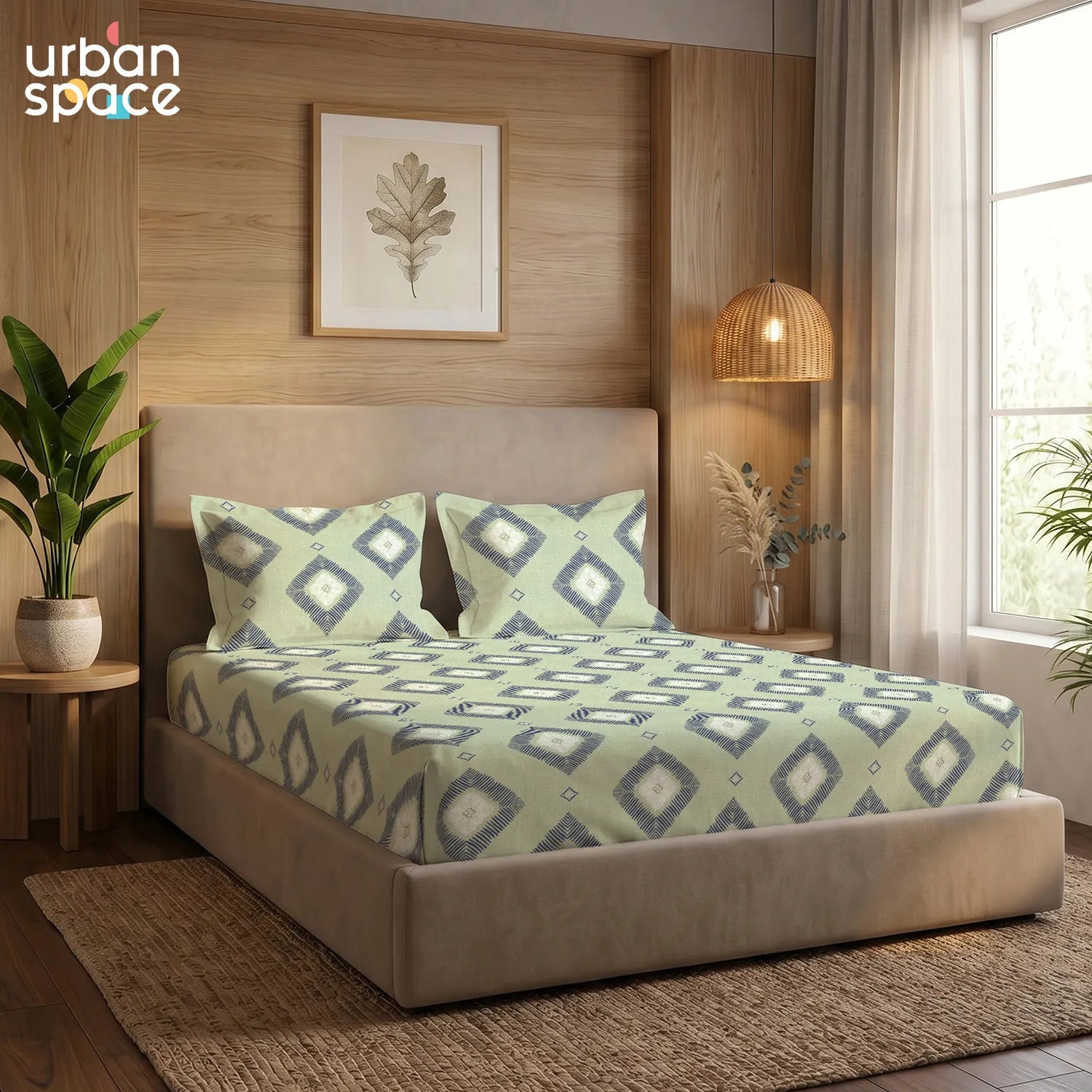 200 TC Glaced Cotton Microfiber Bedsheet with Pillow Covers - Starlight