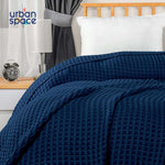 100% Cotton Waffle Weave Blanket / Cotton Dohar for Bedroom - Navy
