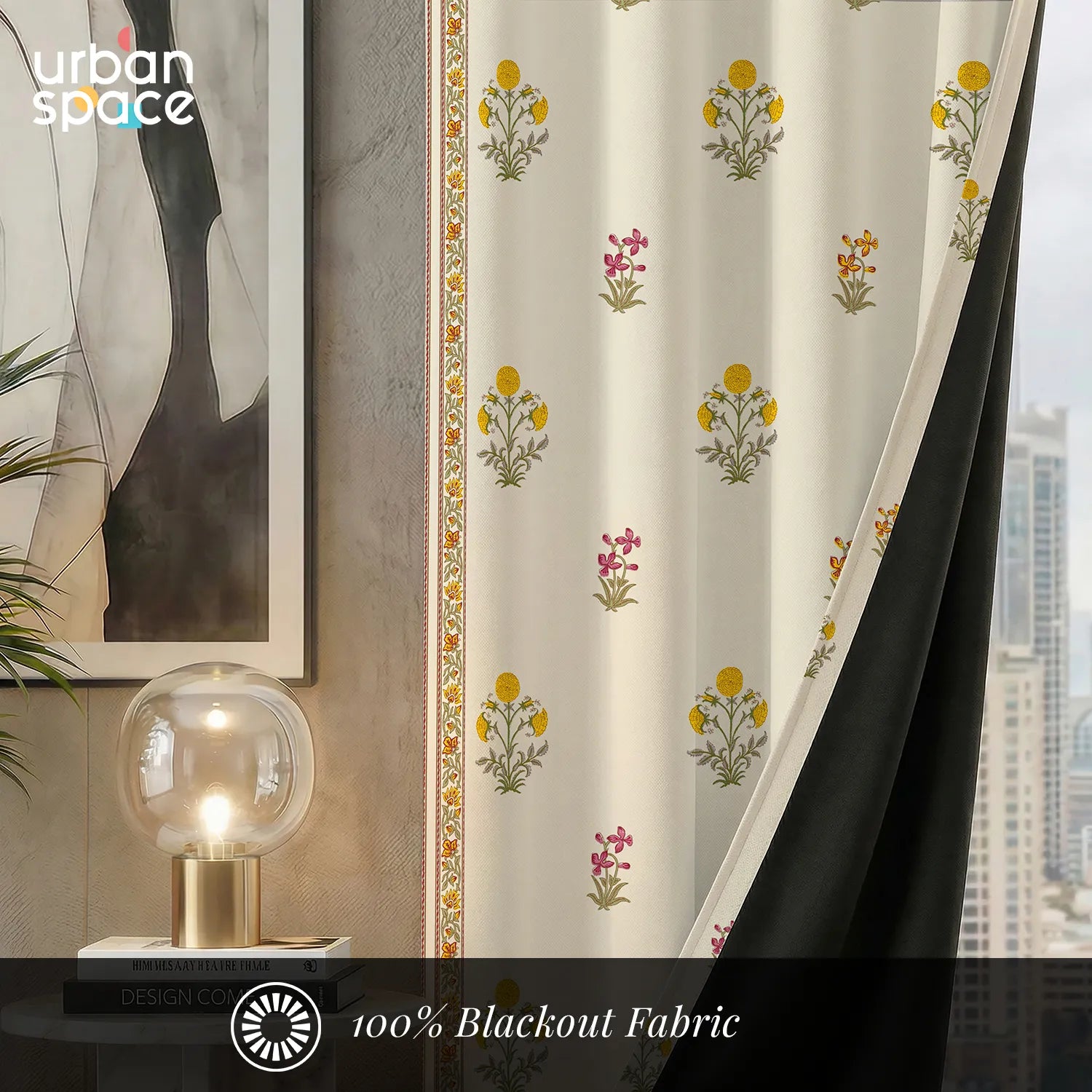 Digital Printed 100% Blackout Curtains, Pack of 2 Curtains - Ira