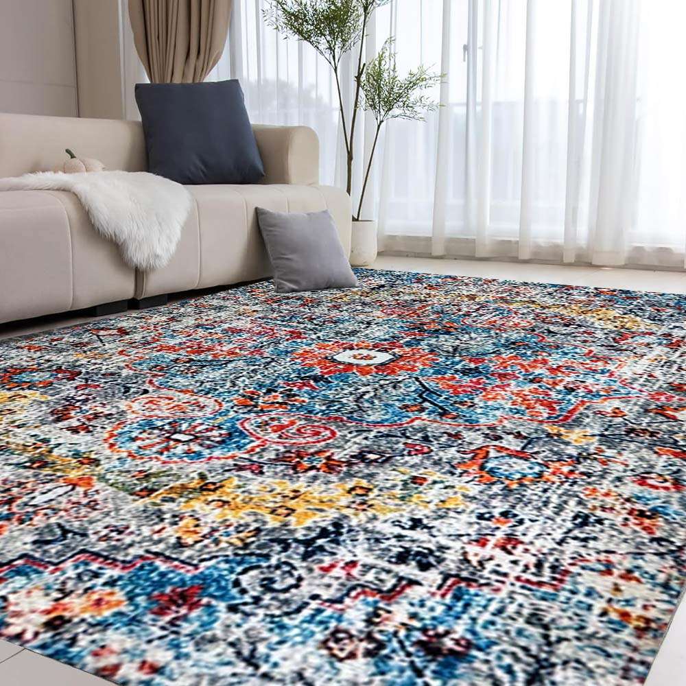 Digital Printed Premium Chenille Floor Carpet Mat, Super Soft Rug with Anti-Skid Backing, Modern Persian Carpet - CR005