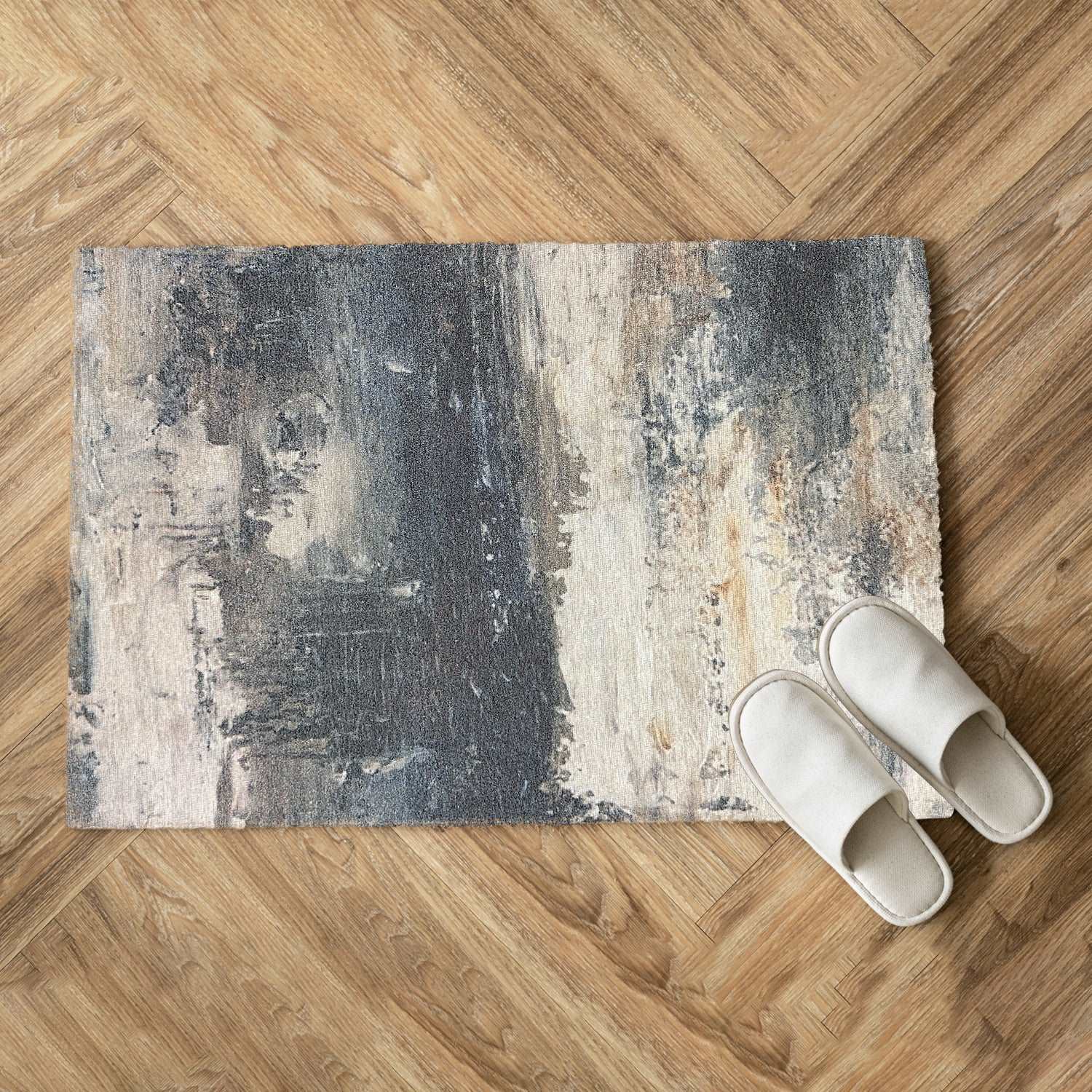 Digital Printed Premium Chenille Floor Carpet Mat, Super Soft Rug with Anti-Skid Backing, Modern Distressed Design - ACR004