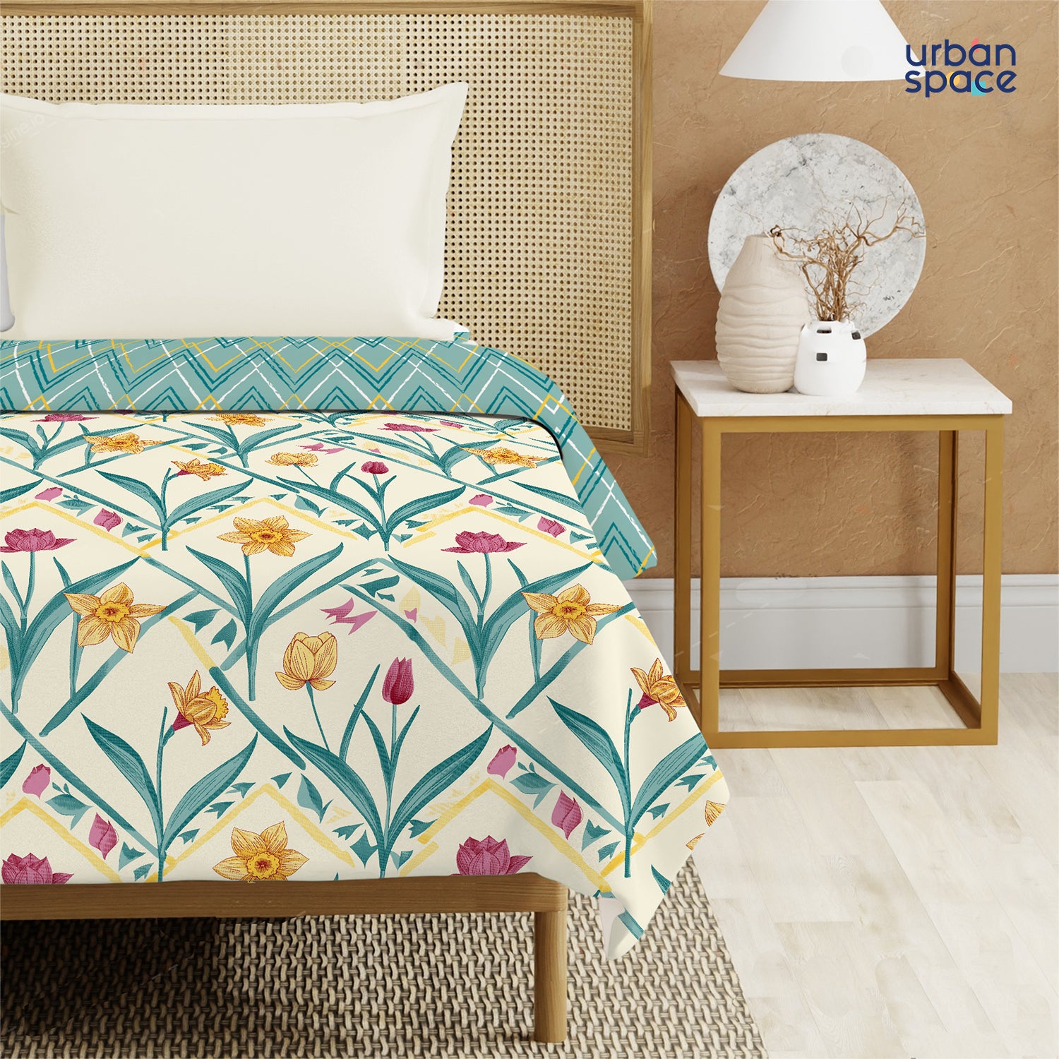 100% Malmal Cotton Blanket, Dohar, Quilt for AC and Light Winters - Spring Turquoise