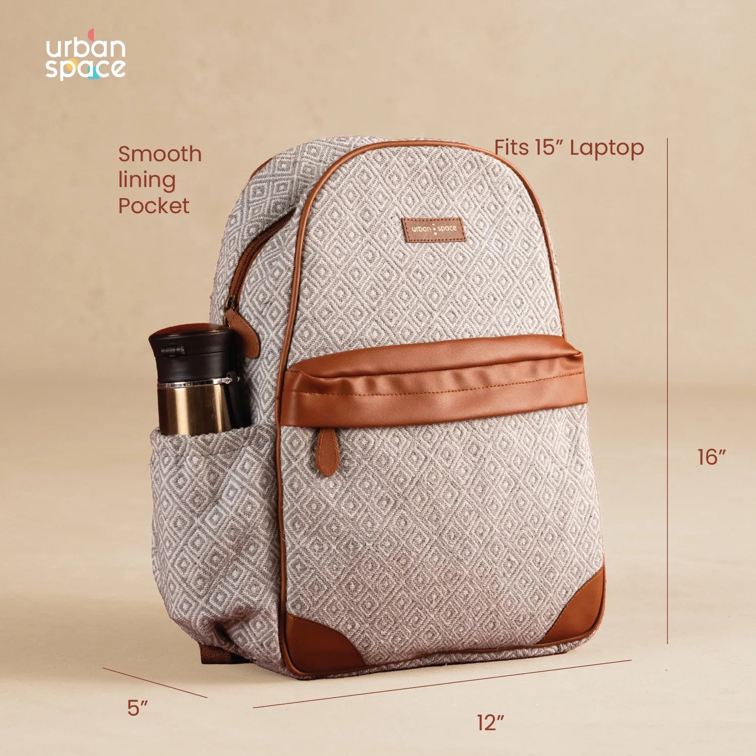 Sustainable Backpack for him and her in Gift Box, Grey Diamonds