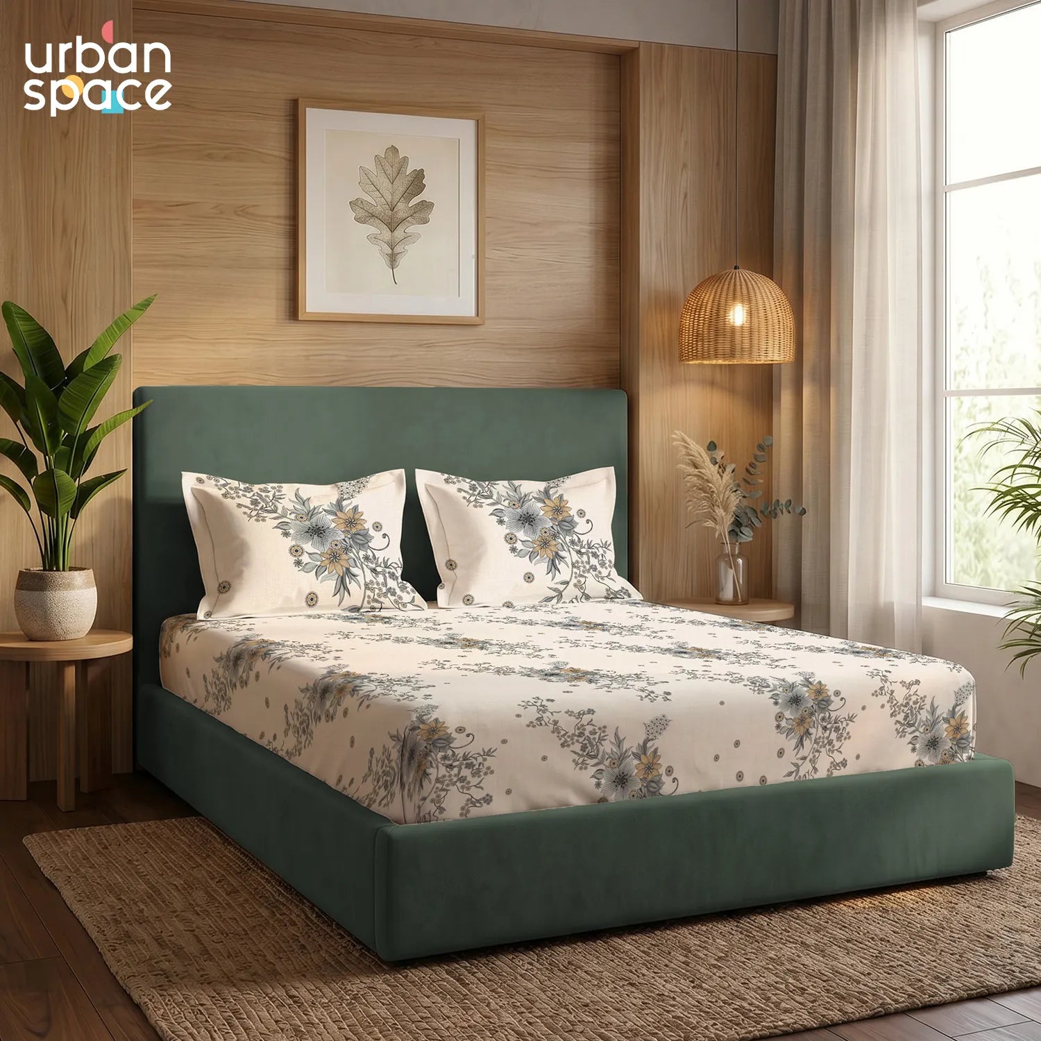 200 TC Glaced Cotton Microfiber Bedsheet with Pillow Covers - Stellar