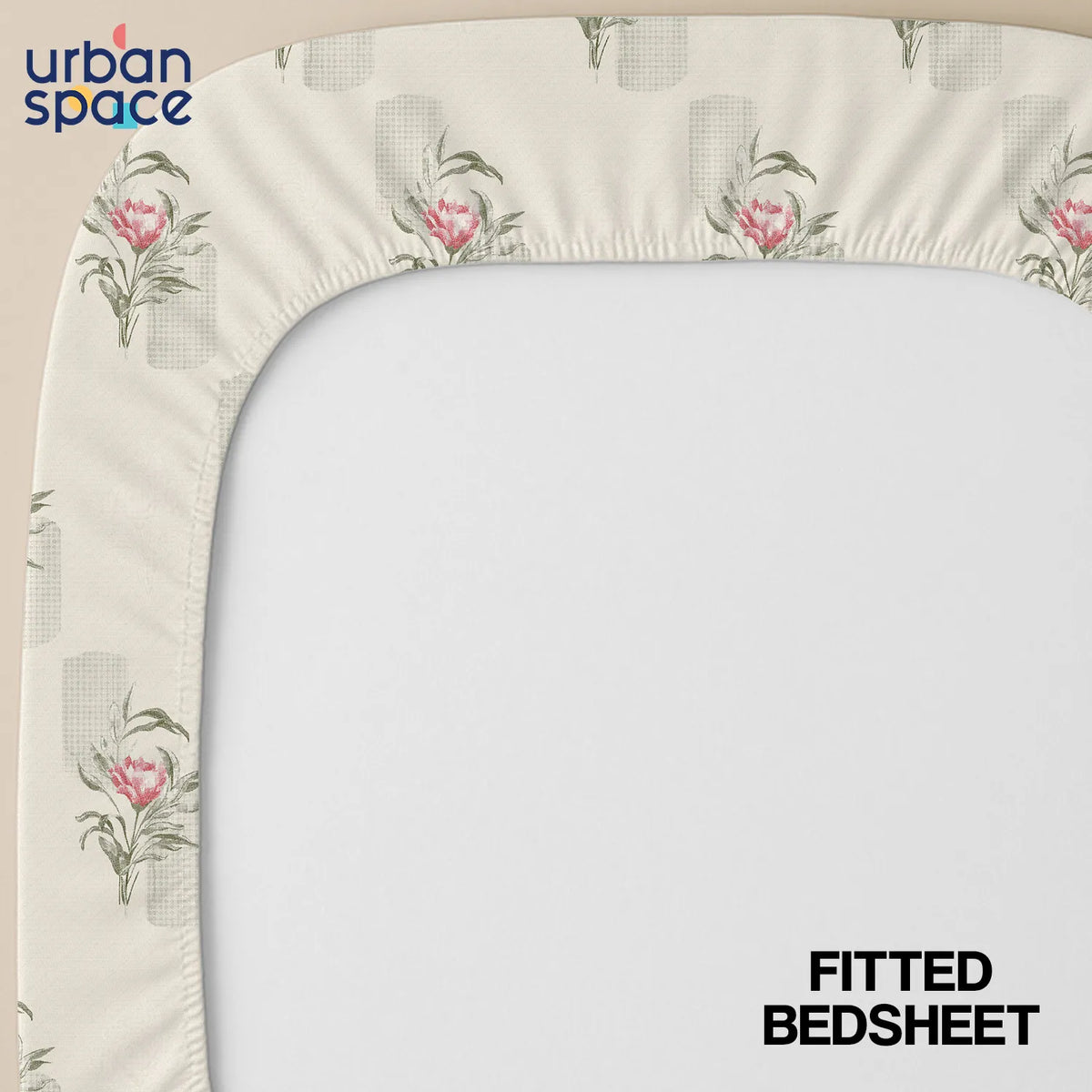 Fitted King Size 300TC Cotton Percale Bedsheet - Winter Breeze Buttercream