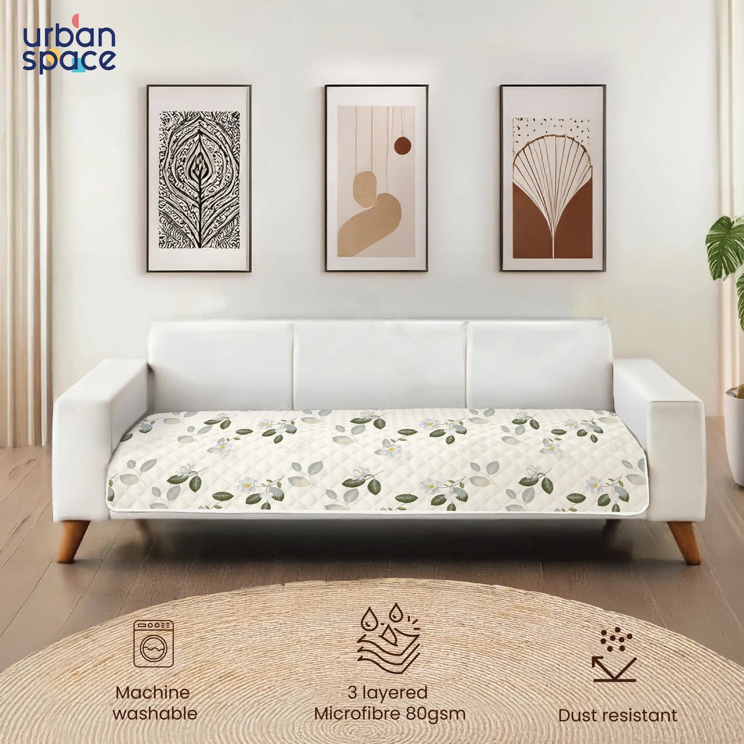 Anti Skid Quilted Sofa Mats, Tea Leaves