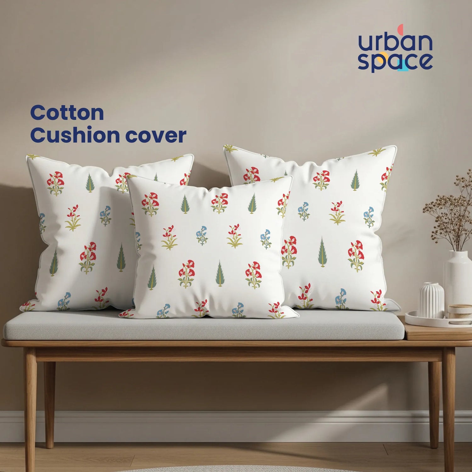 Cotton Cushion Covers, Throw pillow for couch - High garden Red