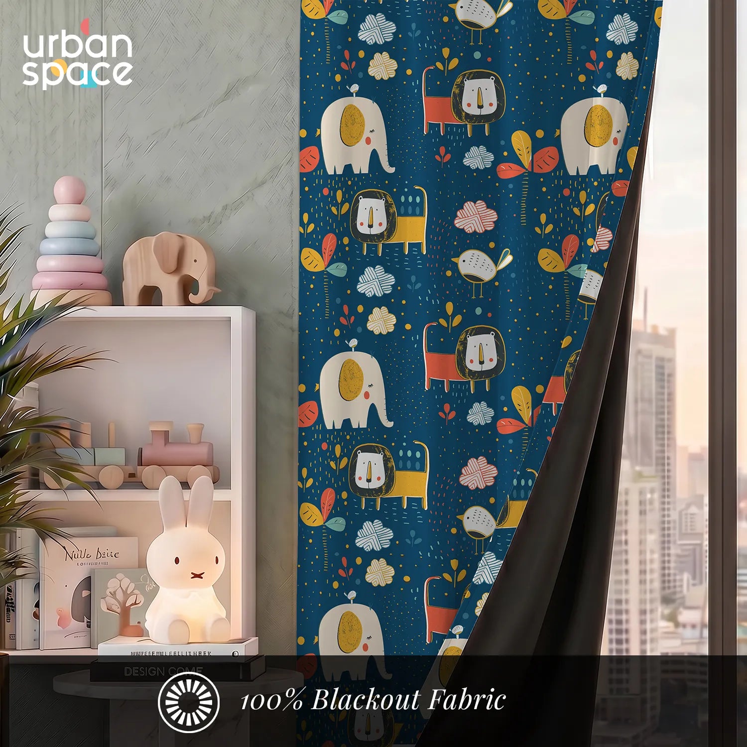 Blackout Curtains, Digital Printed Curtains, Pack of 1 Curtains - Lion King Blue