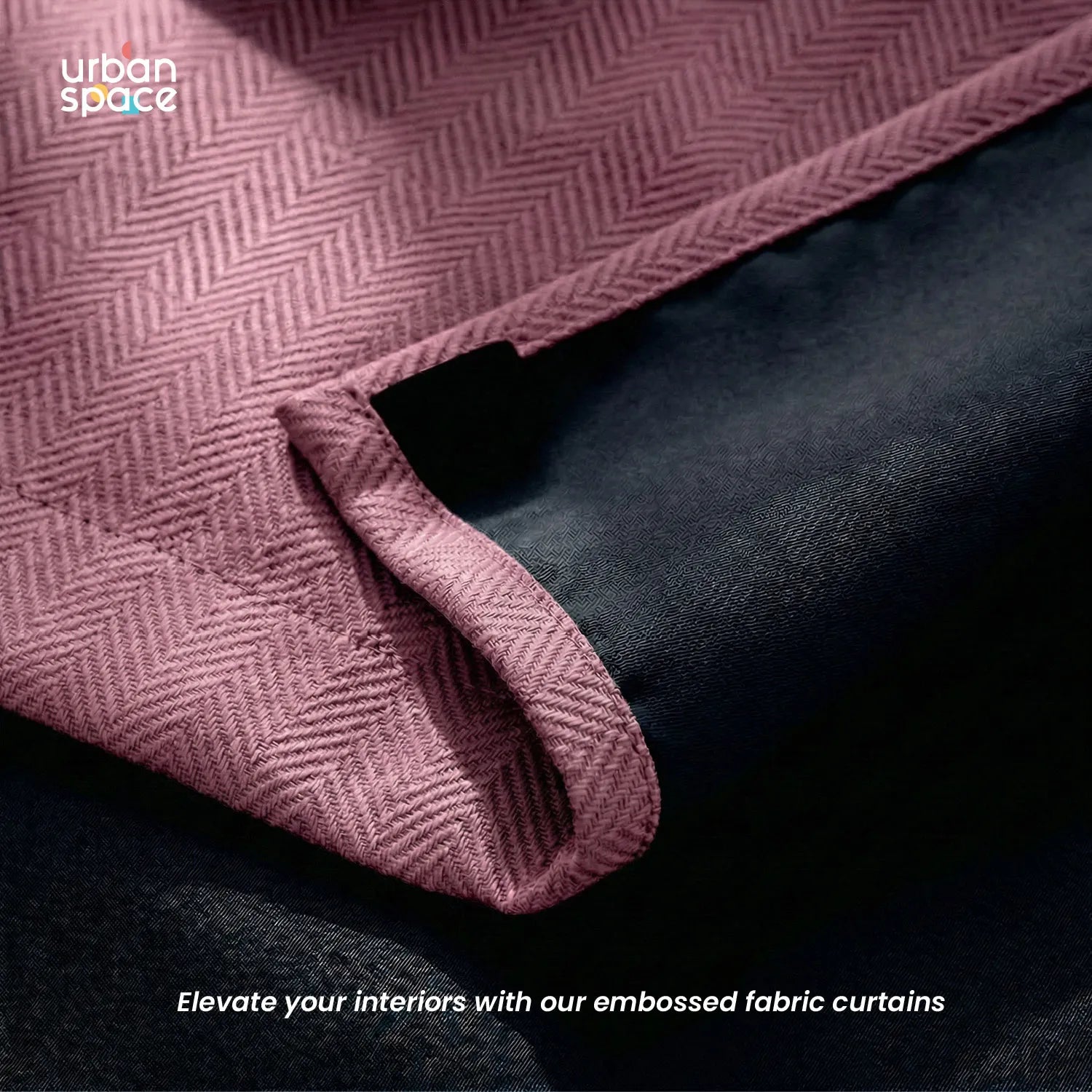 100% Blackout Curtains, 3D embossed door & window curtains, Pack of 2 - Drift Pink