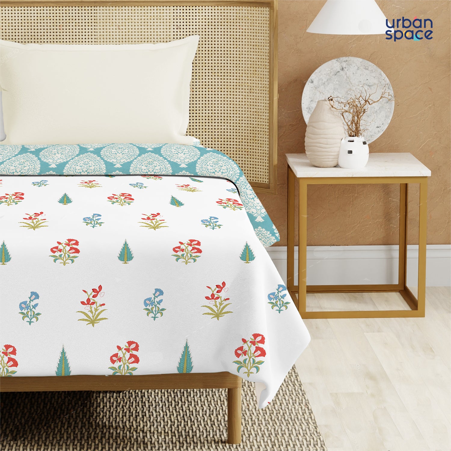 100% Malmal Cotton Blanket, Dohar, Quilt for AC and Light Winters - High Garden Red