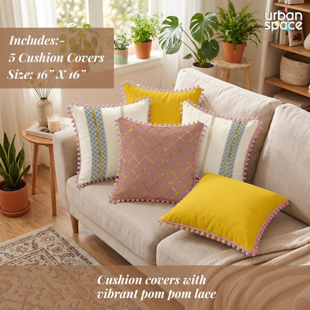 100% Cotton Table Cover with 5 Matching Cushion Covers – Zari Jaal Dusty Pink Gold | 4 & 6 Seater