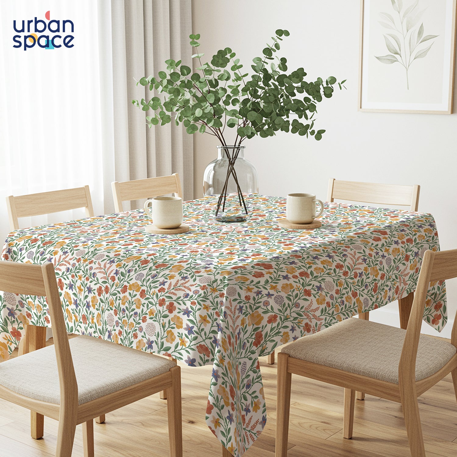 100% Printed Cotton Dining Table Cover for 4 & 6 Seater - Vasant