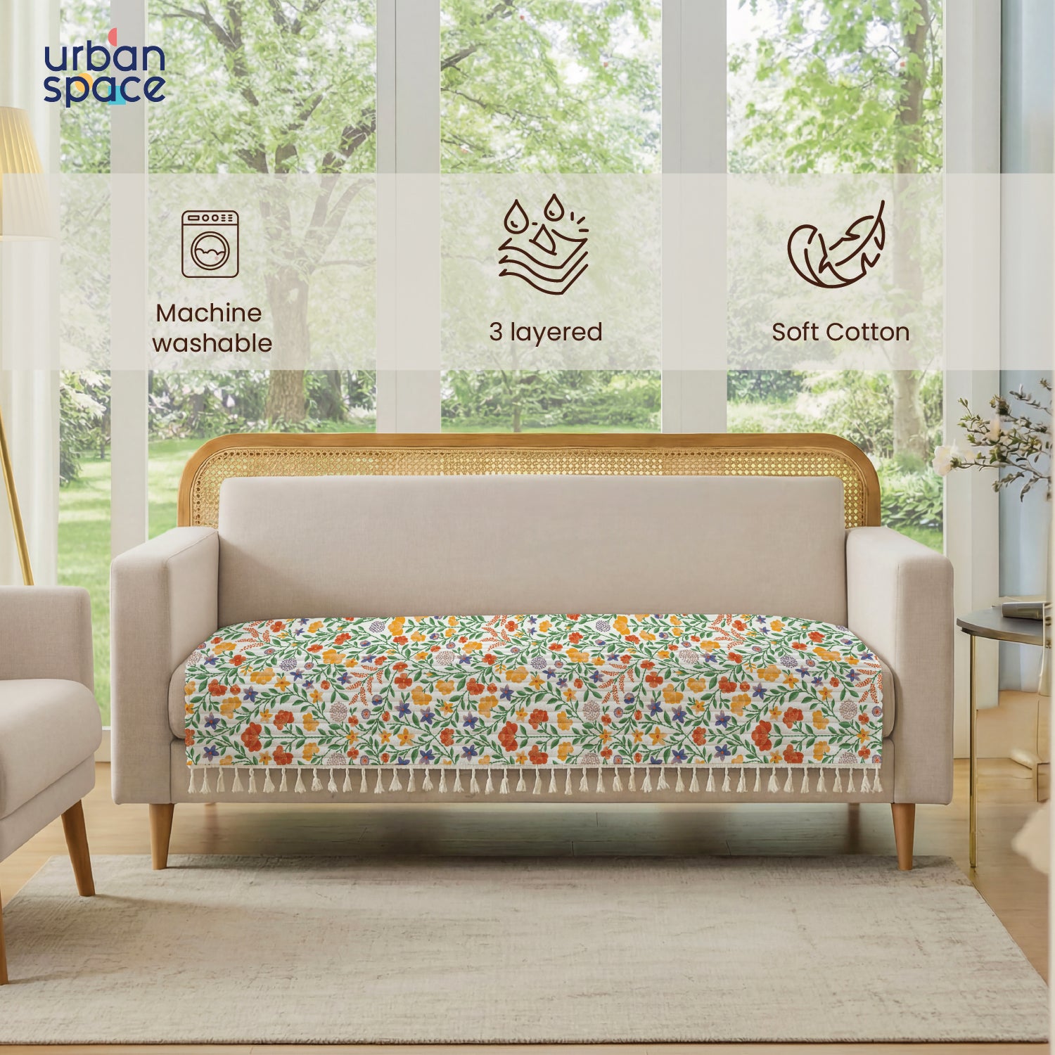 Anti Skid Quilted Cotton Sofa Mats, Vasant