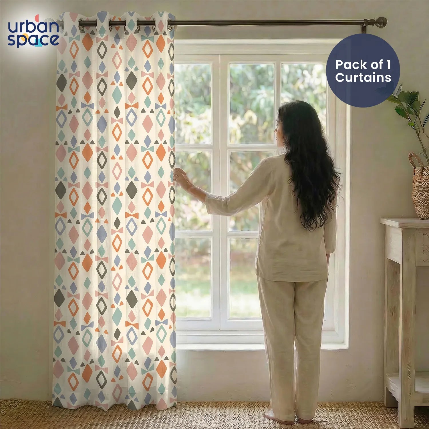 Premium 100% Cotton Curtain for Window & Curtains for Door - Pack of 1 Curtain, Polaris