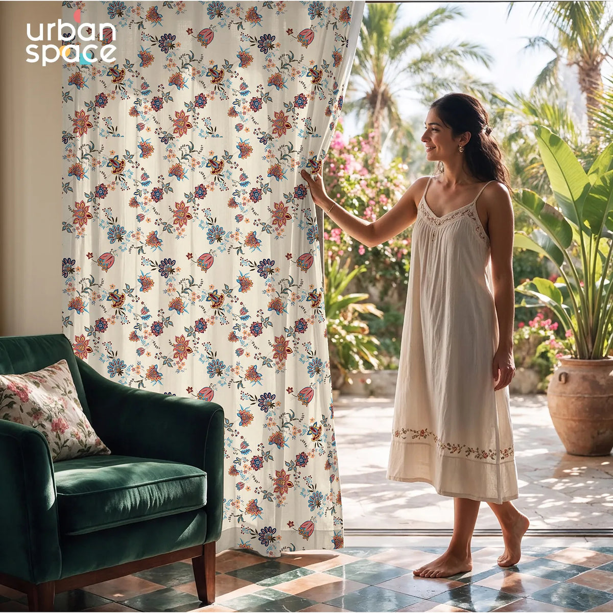 100% Cotton Room Darkening Curtains, Pack of 2 Curtains - Passion Flower Peach
