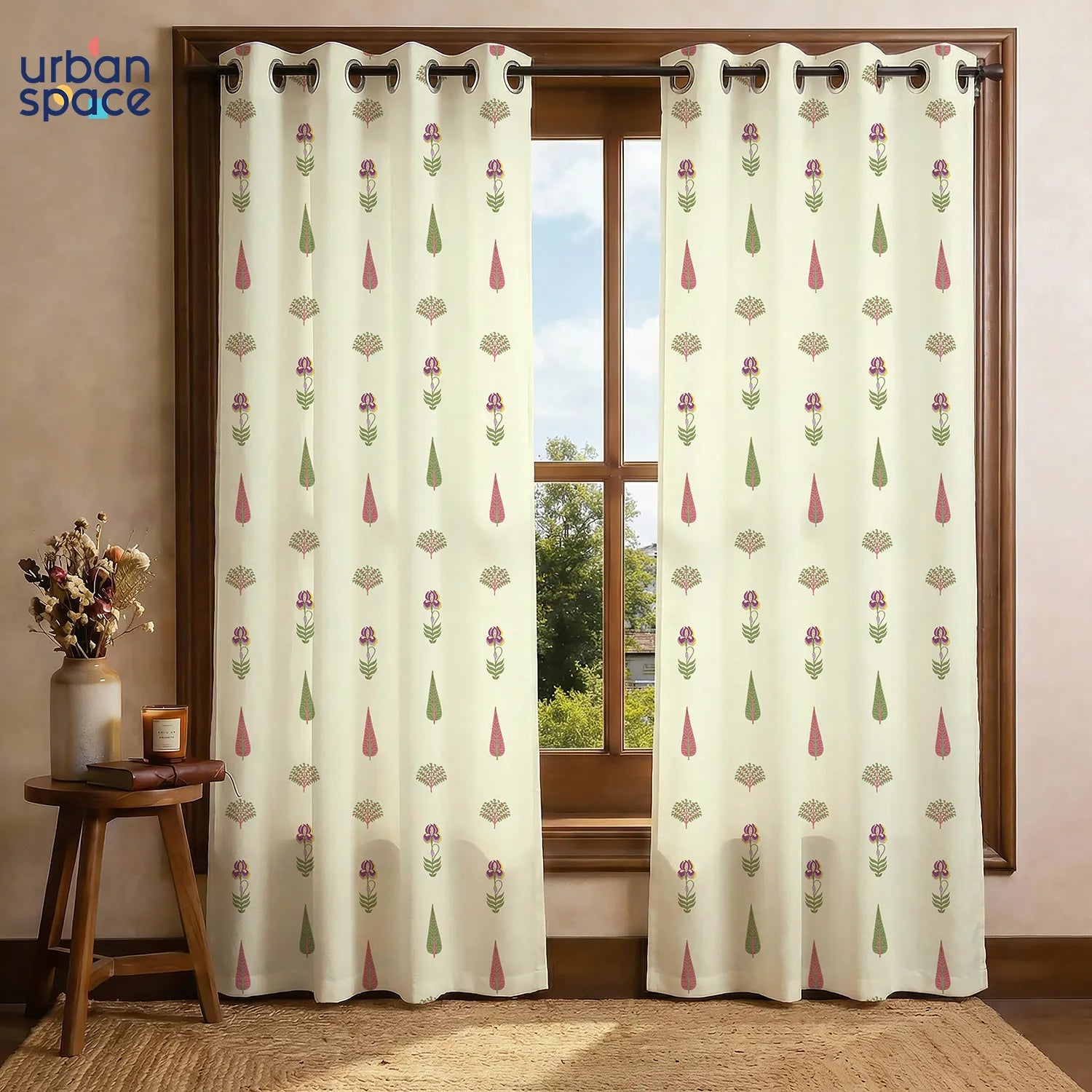 100% Cotton Curtains for Living Room, Bedroom curtains - Pack of 2 curtains, Orchard Dark Green