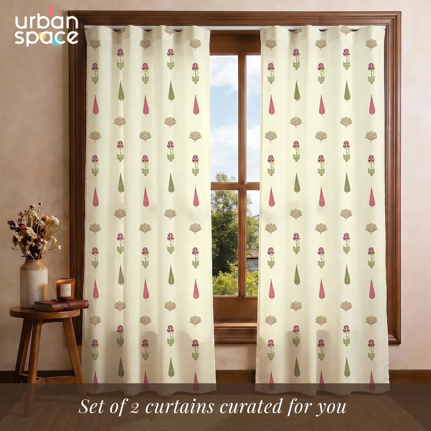 100% Cotton Curtains for Living Room, Bedroom curtains with Track Channel - Pack of 2 curtains, Orchard Sage Green
