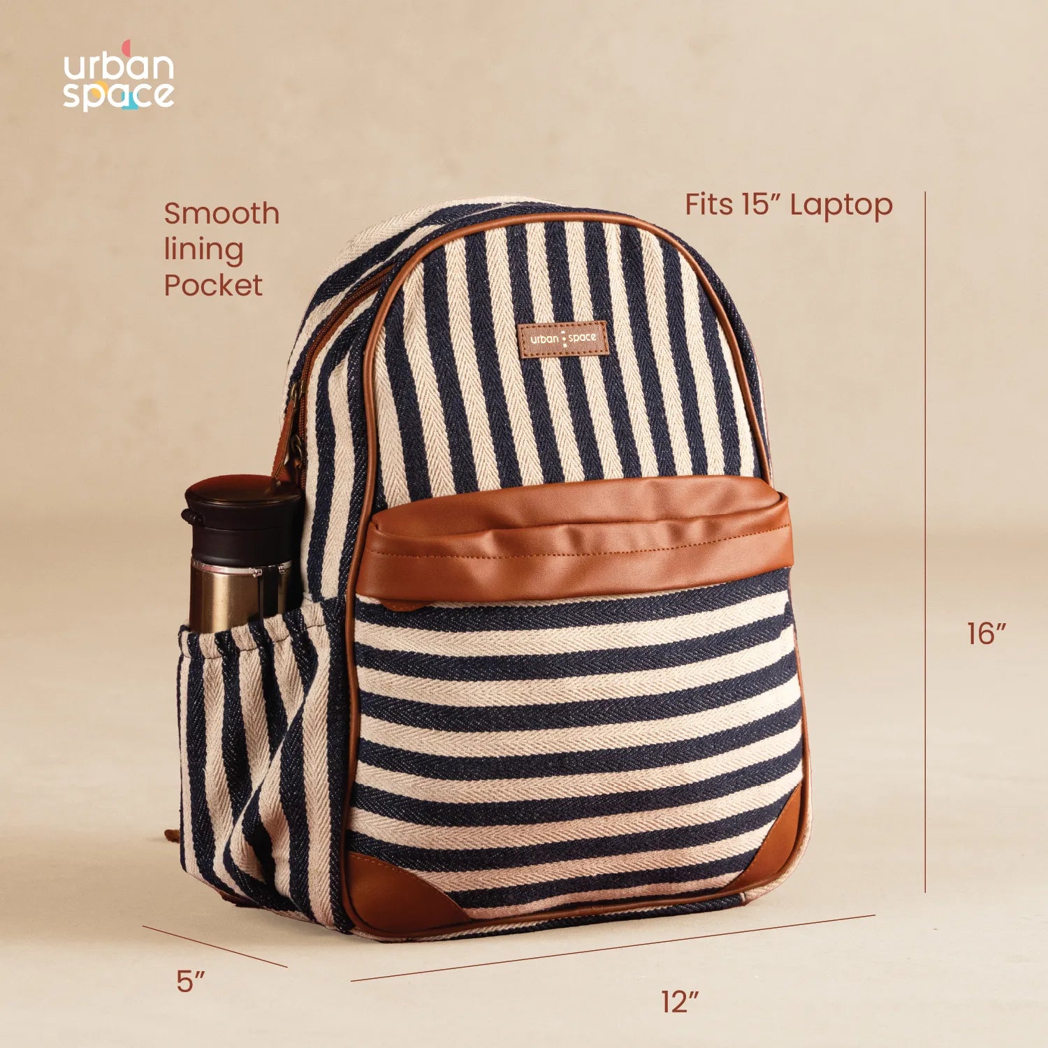 Sustainable Backpack for him and her in Gift Box, Navy Stripes