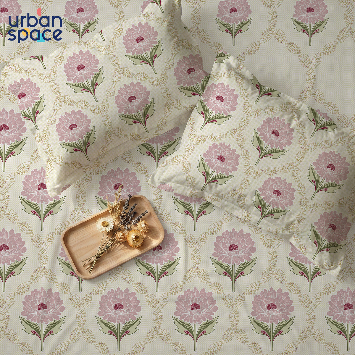 300 TC Cotton Percale Bedsheet with Pillow Covers - Heirloom Pink