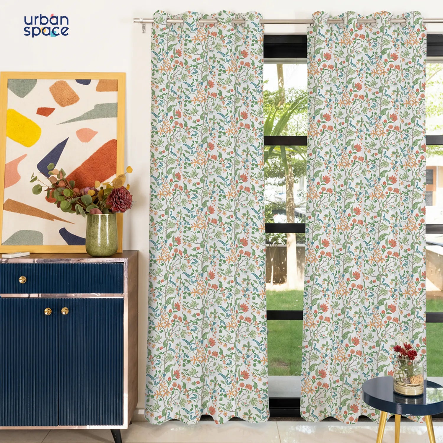 100% Cotton Curtains for Living Room, Bedroom curtains - Pack of 2 curtains, Noor