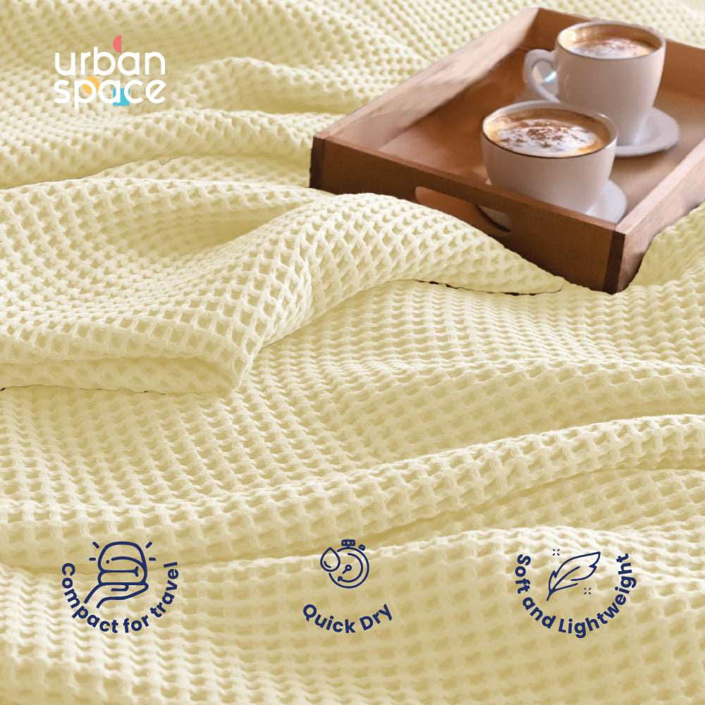 Buy 100% Cotton Waffle Throw Blanket with Tassels - Beige – Urban