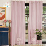 100% Cotton Waffle weave Curtains, 60-65% Room Darkening Curtain - Pack of 2 - Blush Pink