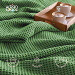100% Cotton Waffle Throw Blanket, Soft Decorative Throw with Tassels - Sage Green