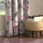 Blackout Curtains, Digital Printed Curtains, Pack of 2 Curtains - Winter Crocus Pink