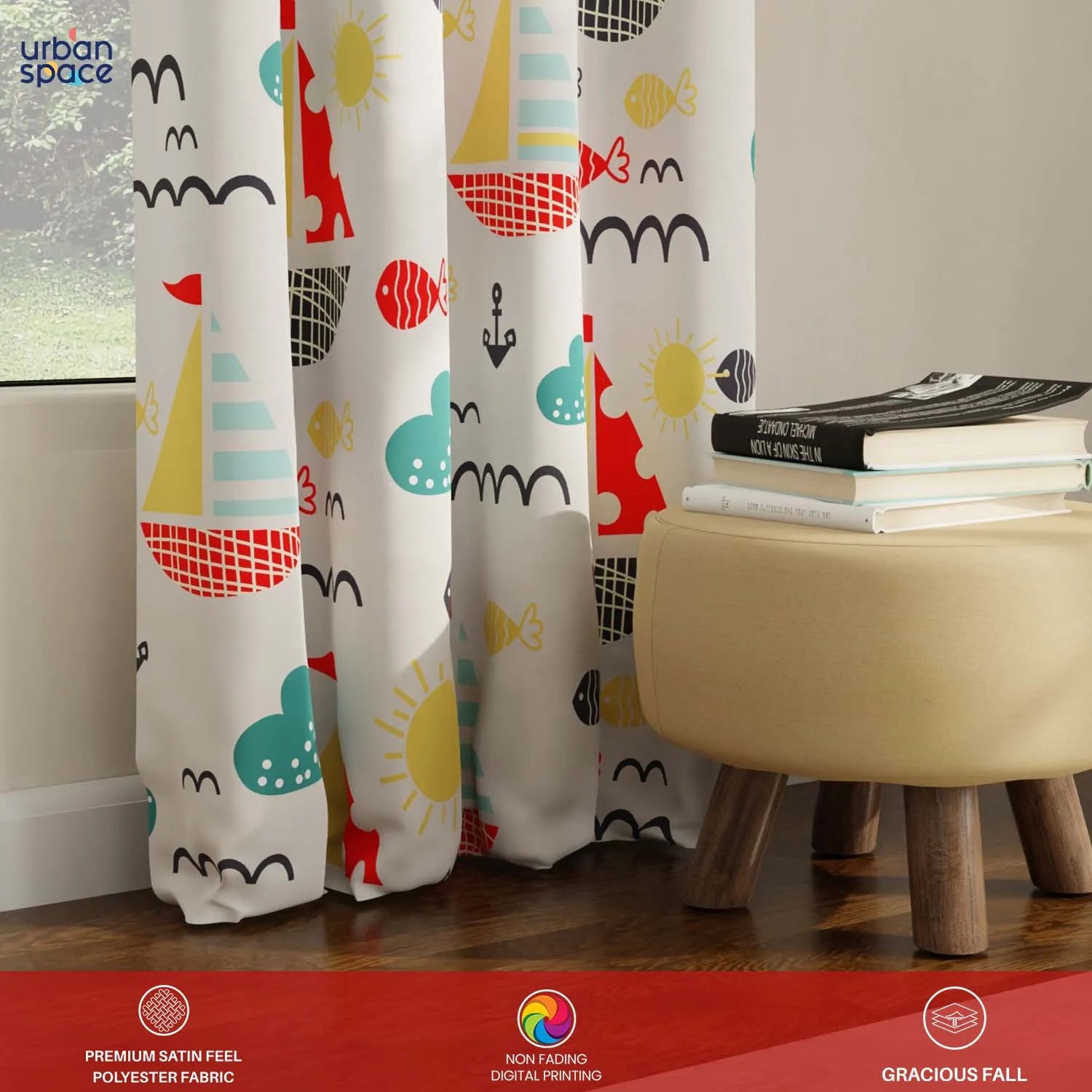 Luxurious Room Darkening Curtains, Semi Blackout kids room Curtain - Nemo, Pack of 1 Curtain
