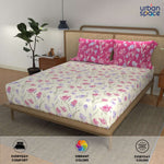 Divine - 100%  Cotton Double Bedsheet with 2 Pillow Covers - Atumn Pink