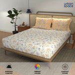 Divine - 100%  Cotton Double Bedsheet with 2 Pillow Covers - Autumn Peach