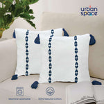 Embroidered Cotton Cushion Cover, for Sofa, Bedroom, Living Room - Set of 2 - Vintage Braid Indigo
