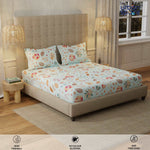 Serene 200 TC 100% Cotton Bedsheet with Pillow Covers - Florence Sky Blue