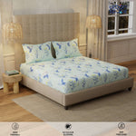 Serene 200 TC 100% Cotton Bedsheet with Pillow Covers - Whisper Mint Blue