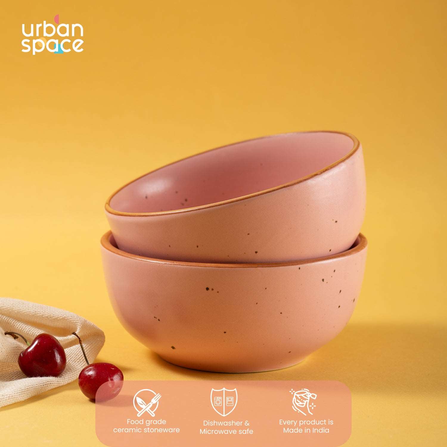 Handmade Ceramic Snack Bowls, Ramen Soup bowls, Serving Bowls, Set of 2, Warm Pink